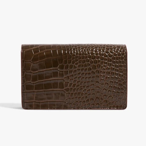 Pamela Munson The Jackie Chocolate Brown Croc Clutch