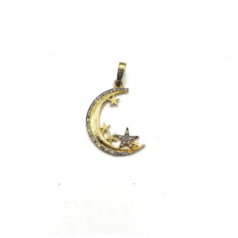 Paula Rosen Gold Crescent with Diamonds Charm