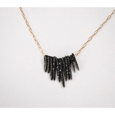 Paula Rosen Gold Chain with Spinel Black Spikes Necklace