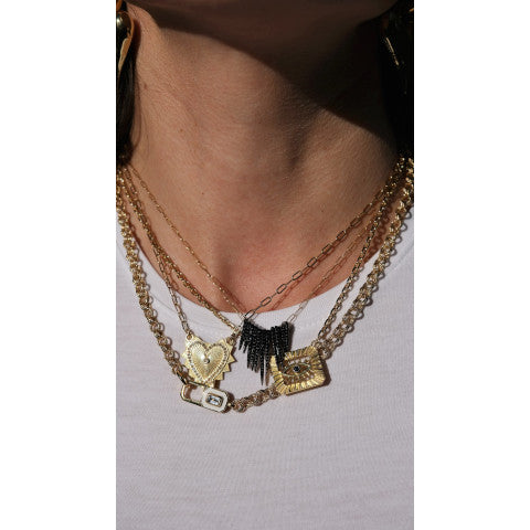 Paula Rosen Gold Chain with Spinel Black Spikes Necklace