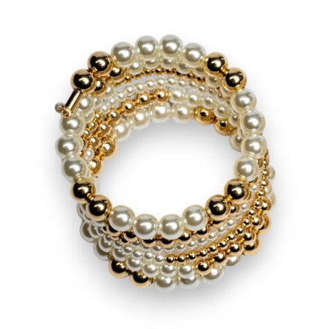 Paula Rosen Pearl and Gold Wrap Bracelet