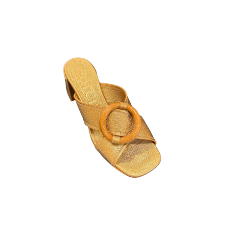 Pedro Garcia Uxia Metallic Sandal with Wood Buckle