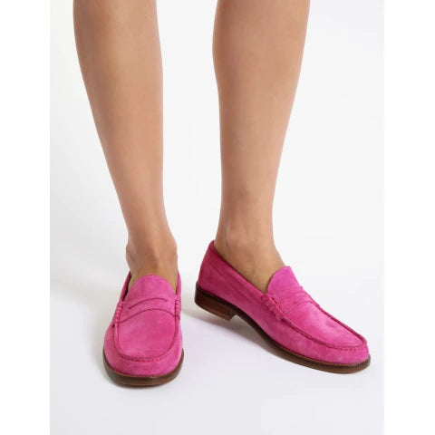 Penelope Chilvers Suede Loafer in Fushsia