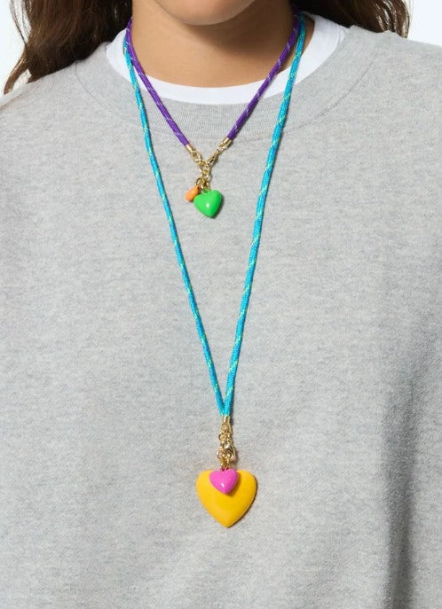 Roxanne Assoulin Happy Cord Long Big Double Heart Necklace