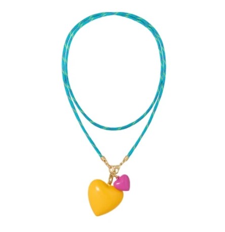 Roxanne Assoulin Happy Cord Long Big Double Heart Necklace