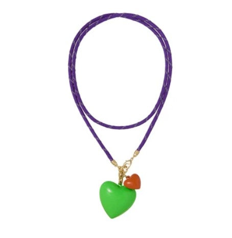 Roxanne Assoulin Happy Cord Long Big Double Heart Necklace