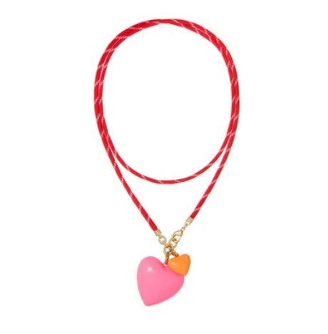 Roxanne Assoulin Happy Cord Long Big Double Heart Necklace