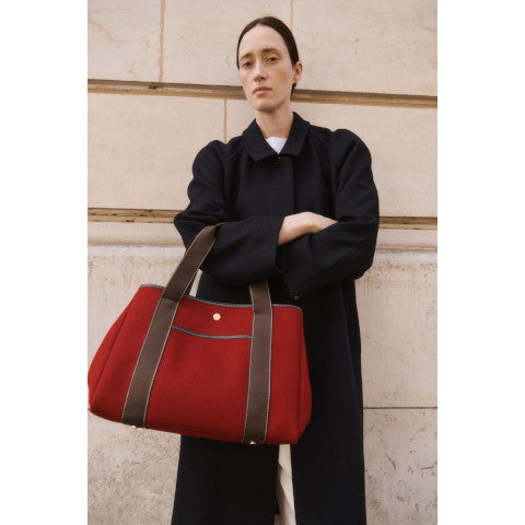 Rue De Verneuil Traversee L Pocket Red Flannel Tote