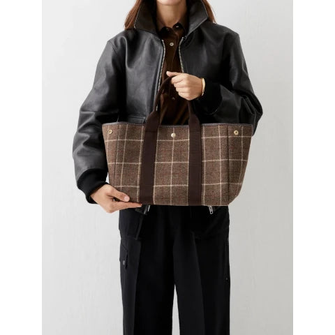 Rue de Verneuil Traversee M Tote in Brown Hunting Tweed