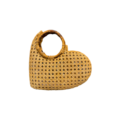 Serupi Marie Heart Wicker Handbag