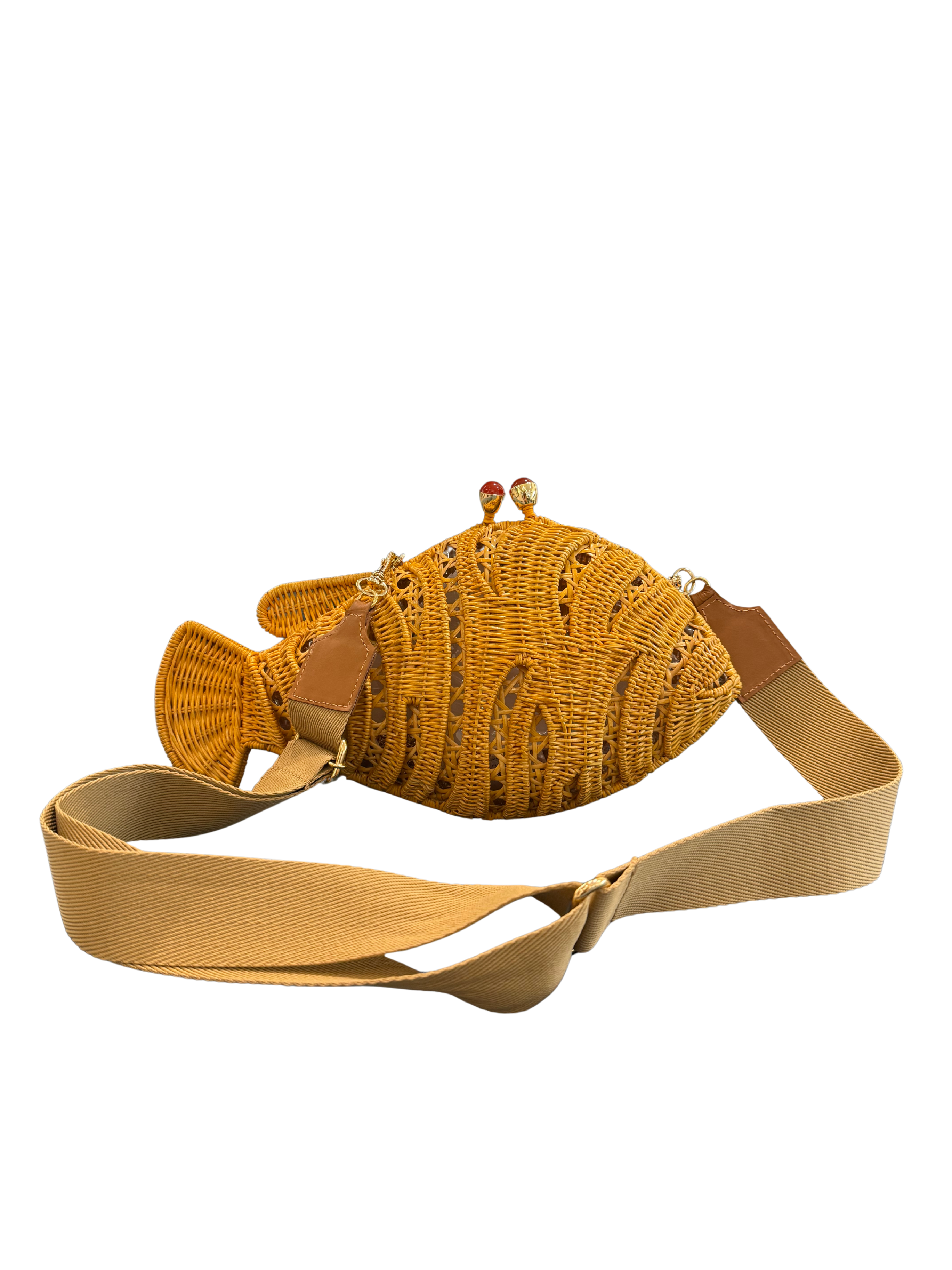 Serpui Robin Fish Wicker Clutch