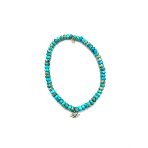 Sydney Evan Turquoise Bracelet with Evil Eye Charm