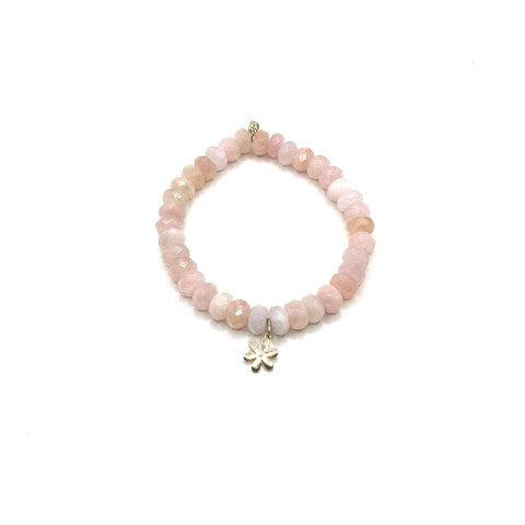 Sydney Evan Morganite Bead Bracelet with Daisy Charm