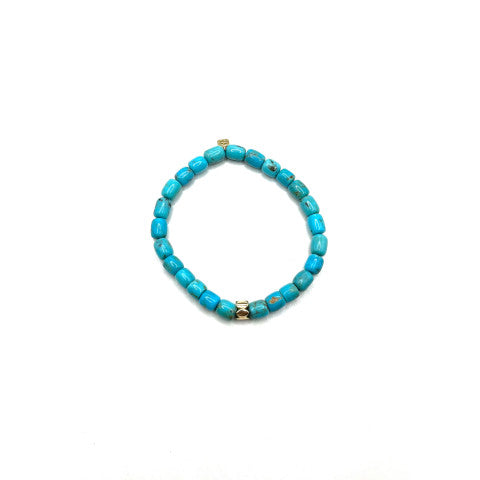 Sydney Evan Turquoise Bead Bracelet with Gold Rondell