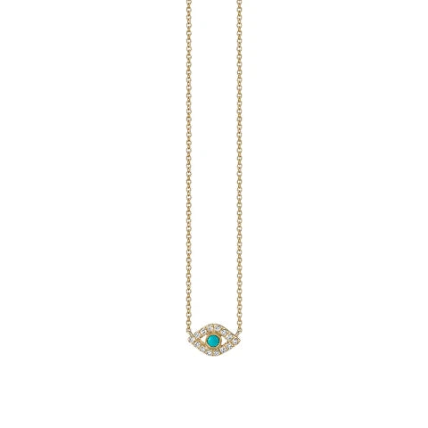 Sydney Evan Gold, Diamond and Turquoise Evil Eye Necklace