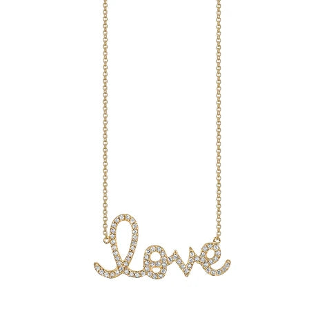 Sydney Evan Gold and Diamond Large LOVE Necklace