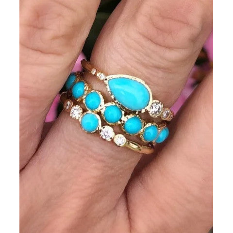 Three Stories Classic Gold and Turquoise Band