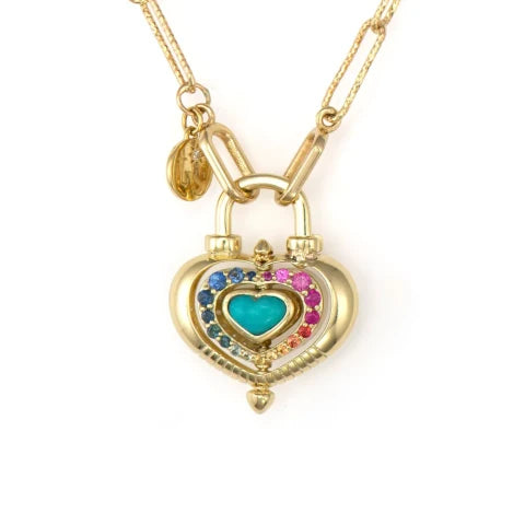 Three Stories Rainbow Diamond Heart Pendant Spinning