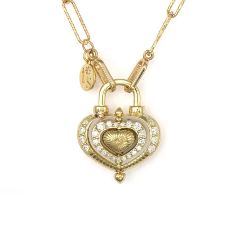 Three Stories Rainbow Diamond Heart Pendant Spinning
