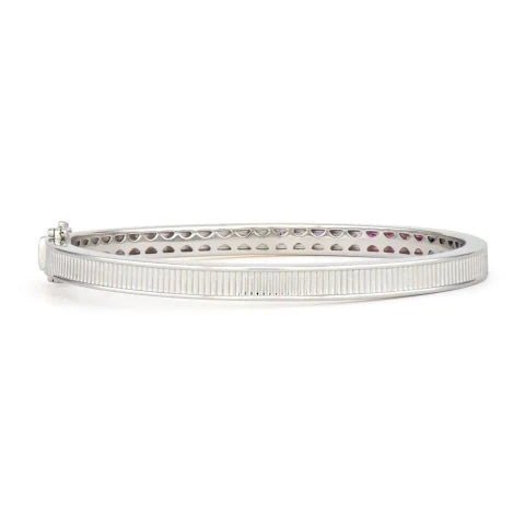 Three Stories Two-Toned Rainbow Sapphire Pave Bangle