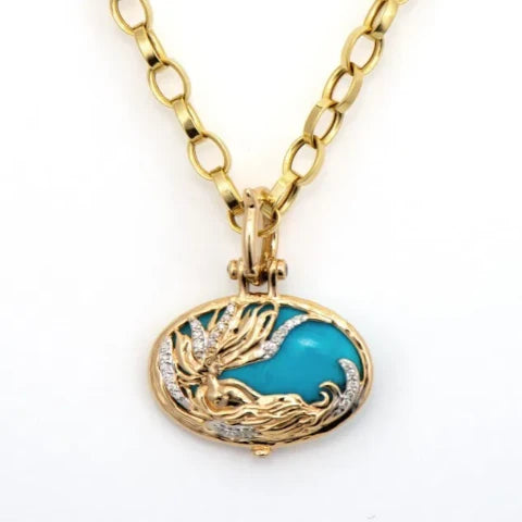 Three Stories Oval Sea Goddess Pendant