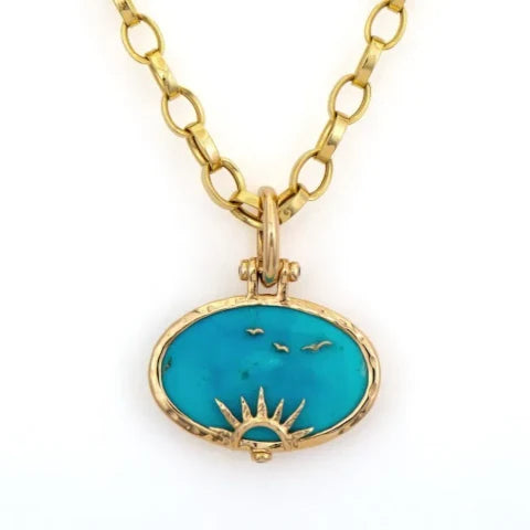 Three Stories Oval Sea Goddess Pendant