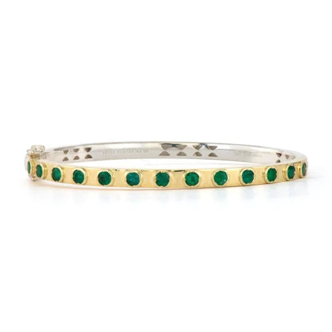 Three Stories Two=-Toned Flip Colored Emerald Bangle