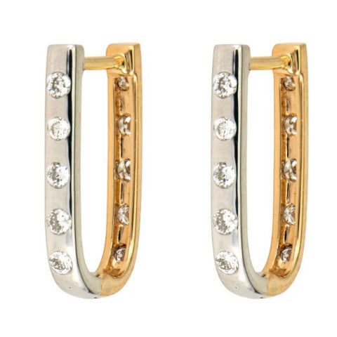 Three Stories Single White and Yellow Double-Sided Curved Diamond Hoop