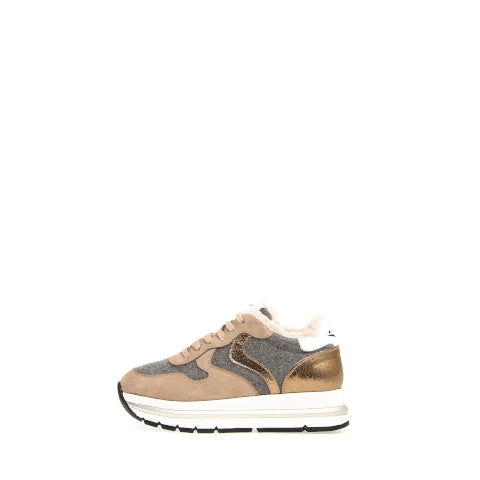 Voile Blanche Maran Fur Nubuck Platform Grey and Tan Sneaker