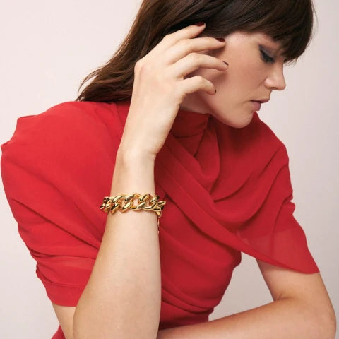 Vanessa Baroni Mini Flat Chain Gold Bracelet