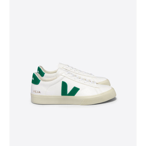 Veja Campo Sneaker in White Leather with Emerald V