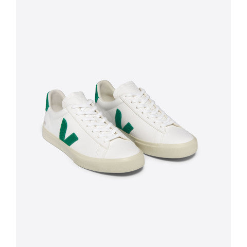 Veja Campo Sneaker in White Leather with Emerald V