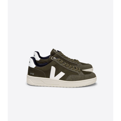 Veja V-12 Sneaker in Olive with White V