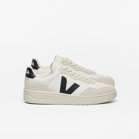 Veja V-90 Leather in White Black