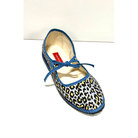 Vibi Venezia Brigitte Velvet Slippers in Blue/Leopard