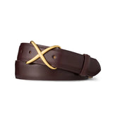 W. Kleinberg Glazed Calf Belt with Gold X Buckle