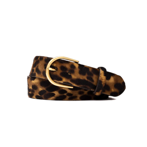 W. Kleinberg Calf Hair Leopard Belt with Round Buckle