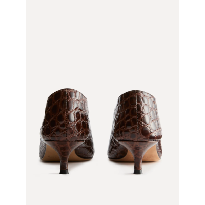 Le Monde Beryl Babouche Kitten Heel Brown Croc