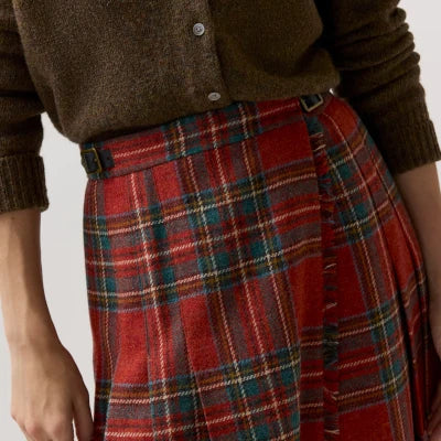 Ann Mashburn Kilt Skirt Red Antique Royal Stewart Tartan Wool