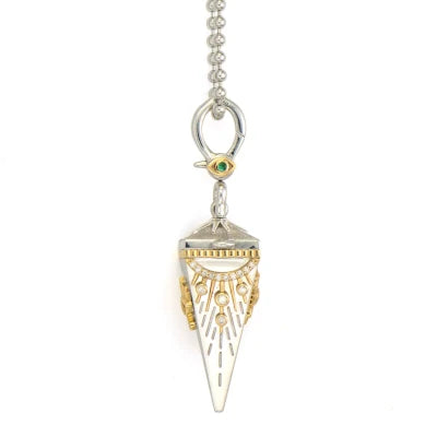 Three Stories Mixed Metal Four Sided Evil Eye Pendulum Pendant