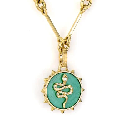 Three Stories Coiled Snake Tablet Pendant