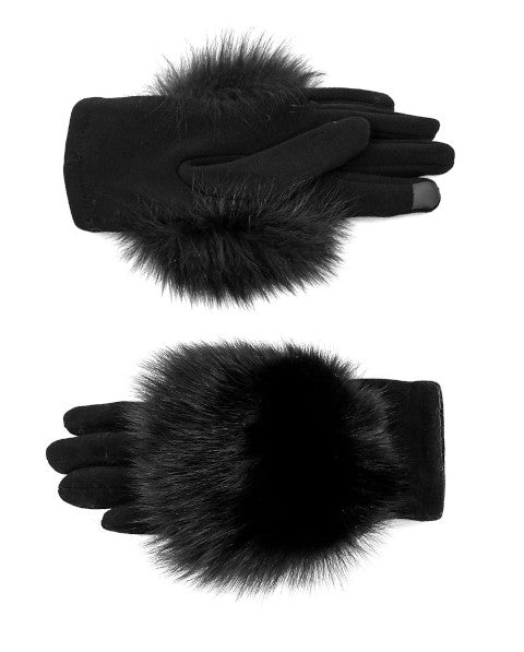 Mitches Matchings Knit Gloves with Fox trim.