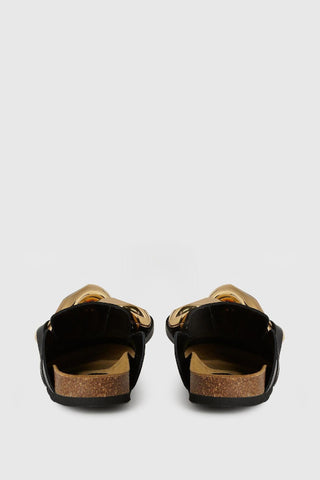 JW Anderson black nappa gold chunky chain mule clog