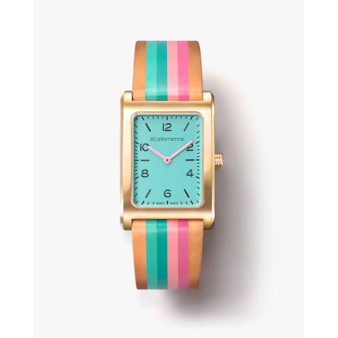 LaCalifornienne-DaybreakWatchwithAquaFaceandFioreStripeStrap-2023-Pumpz