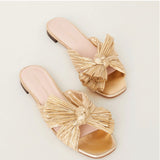 LoefflerRandall-DaphnePleatedGoldBowSlide-2022-Pumpz