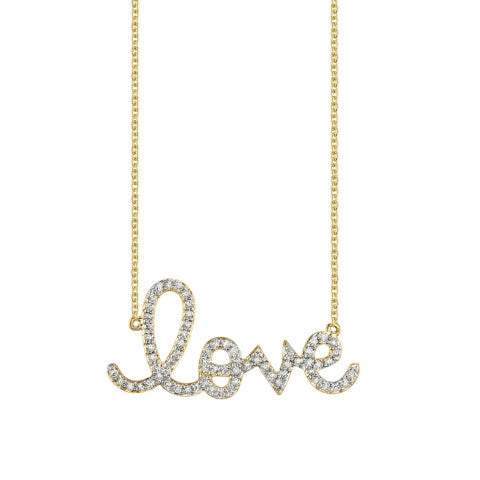 Sydney Evan Large Gold and Diamond Love Necklace