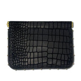 Kempton & Co. Black Croco Snap Pouch