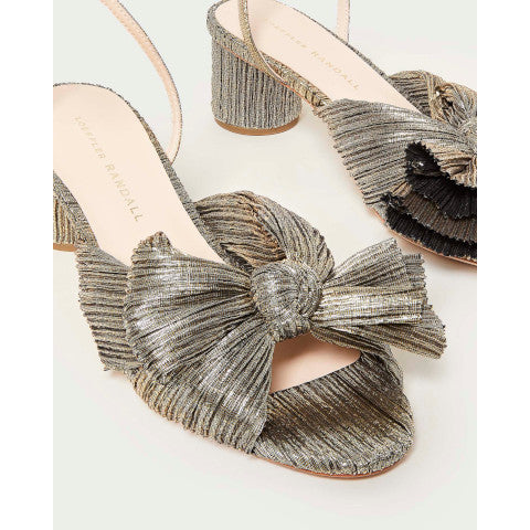Loeffler Randall Dahlia Dark Gold Pleated Bow Heel