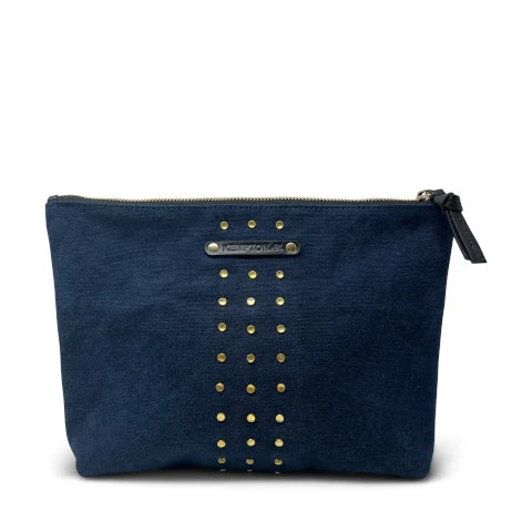 Kempton Washed Navy Canvas Studded Pouch