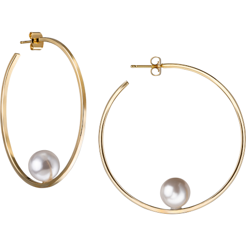 Janis Savit gold hoops with pearl Oprahs favorite Pumpz